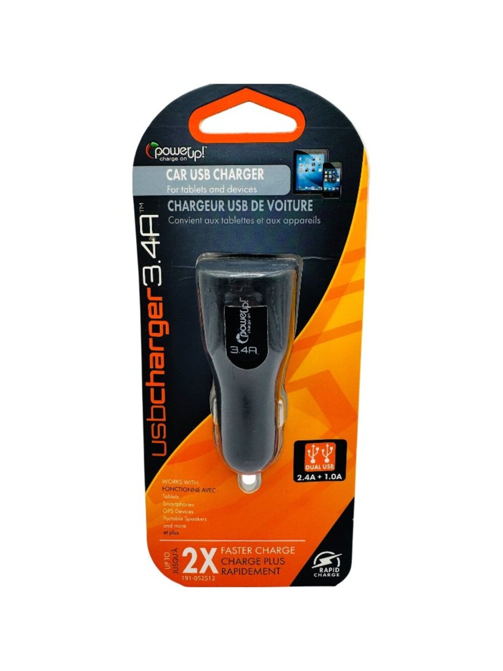 USB Car Charger 3.4A Dual Port Rapid Charge For Tablets & Smartphones